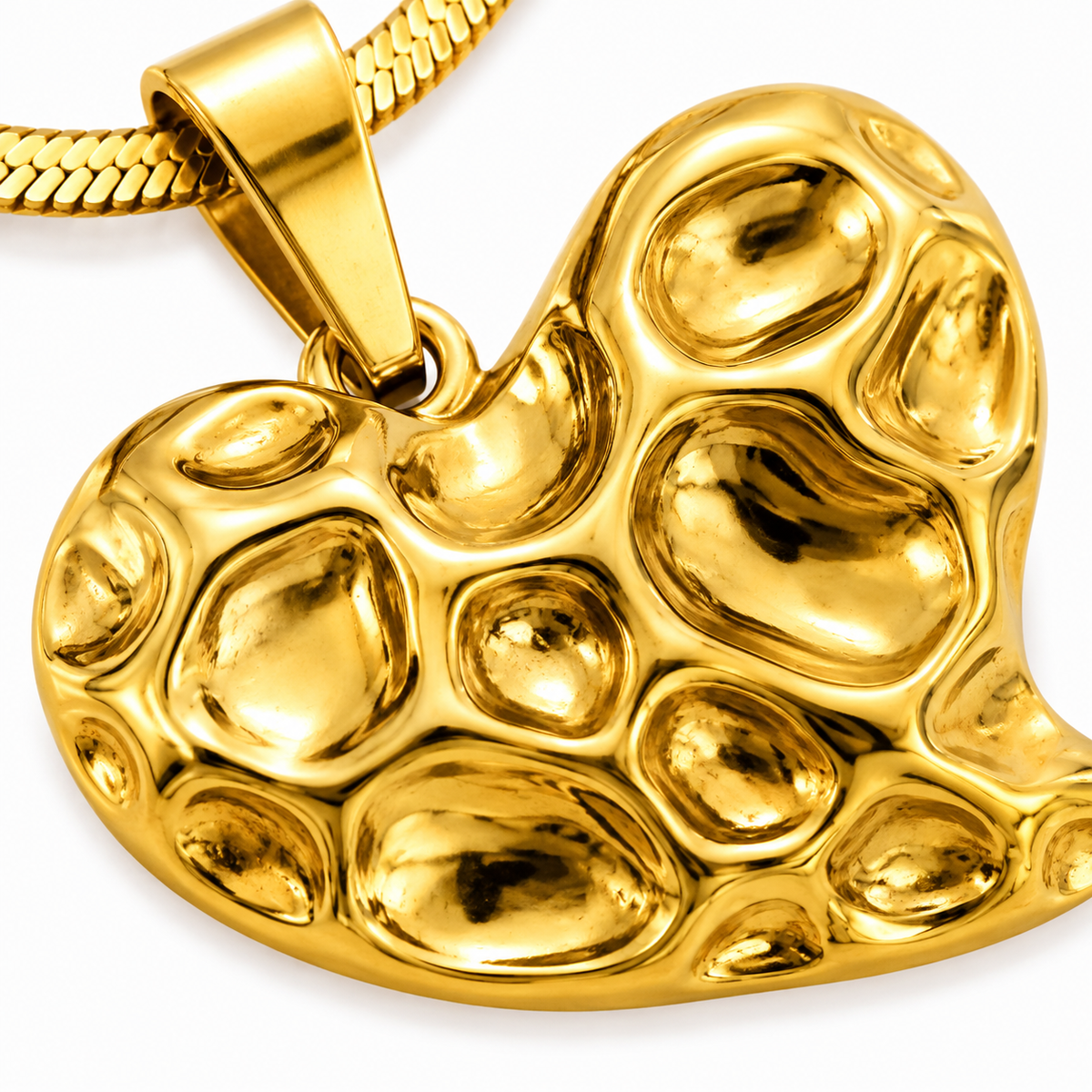 Molten Heart Necklace & Earrings Set – 18K Gold Plated Stainless Steel