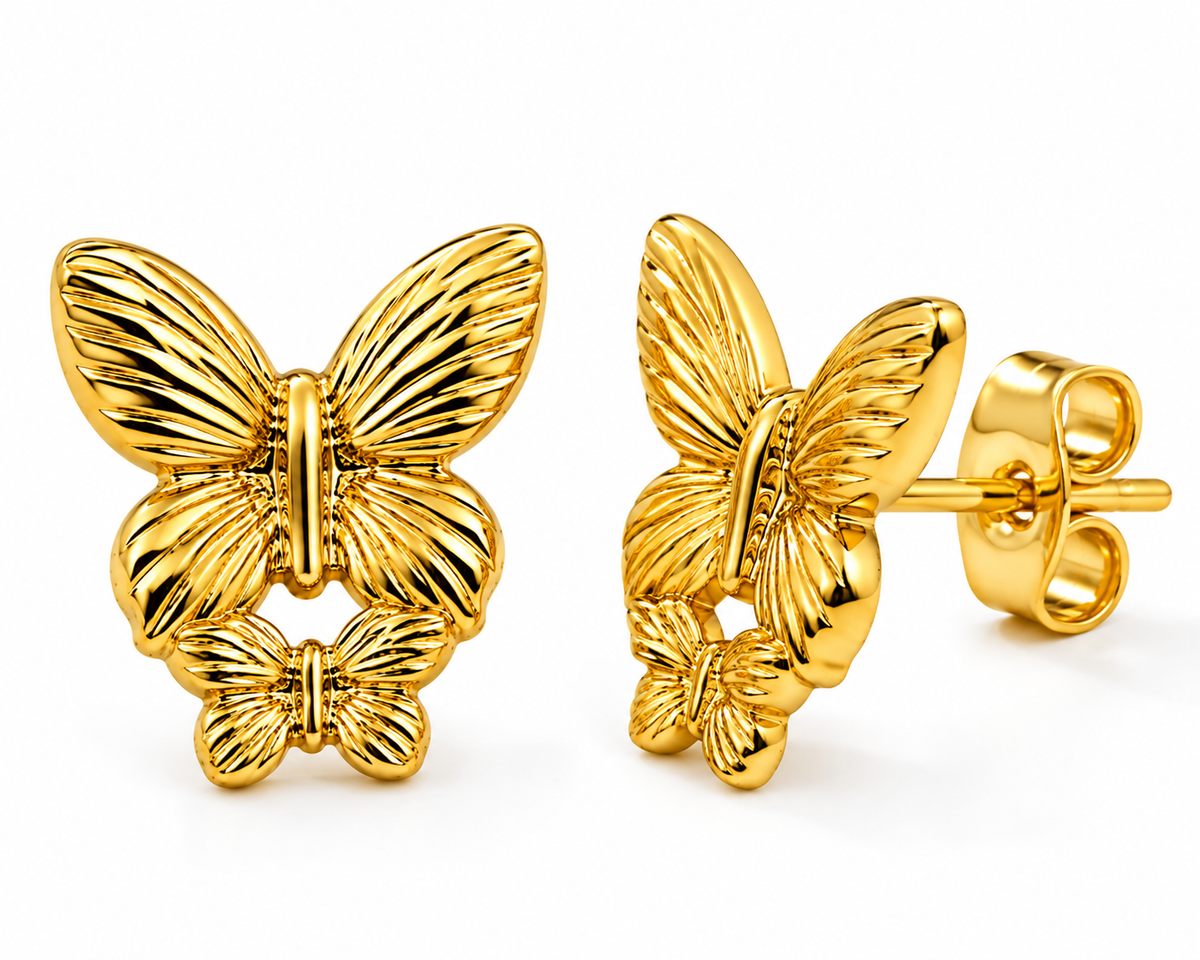 18K Gold Plated Butterfly Necklace & Earring Set